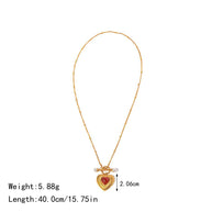 Red Gemstone Heart Pendant Necklace JXN2402002