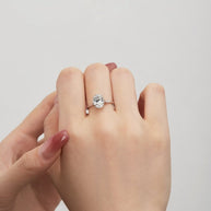 Oval CZ Sterling Silver Wedding Ring JDY120702