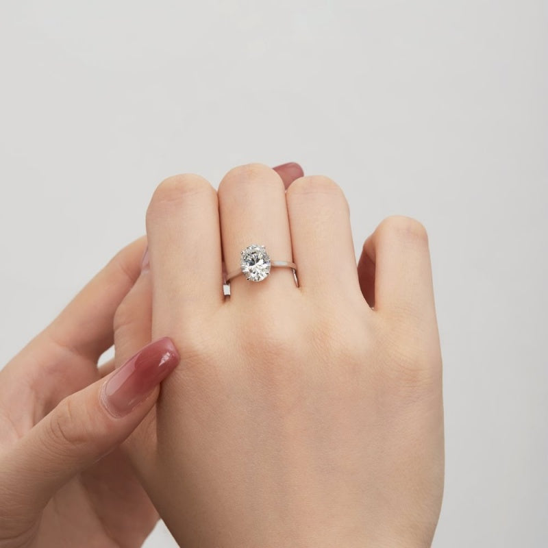 Oval CZ Sterling Silver Wedding Ring JDY120702