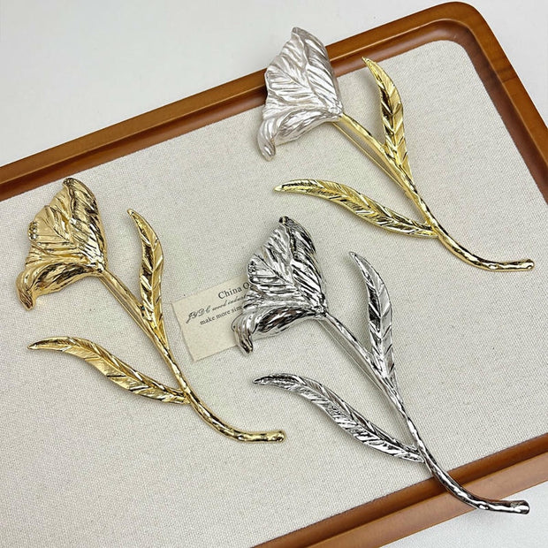 Oversized Metal Leaf Brooch | Artisan Heavy Duty Lapel Pin