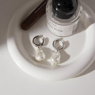 Pearl Earrings | Stainless Steel Drop | Autumn Winter Luxury