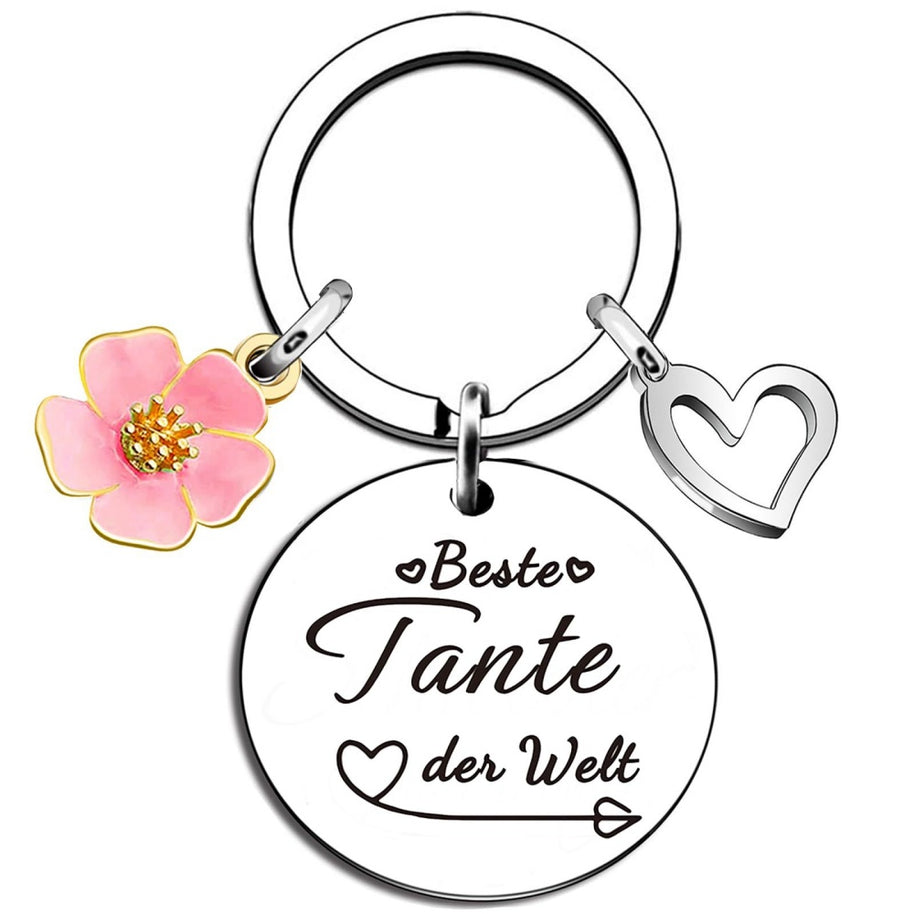 Cherry Bloom Keychain | Steel Round Engrave | Birthday