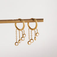 Gold Plated Fringe Hoops | Fashion Zircon Drop Earrings