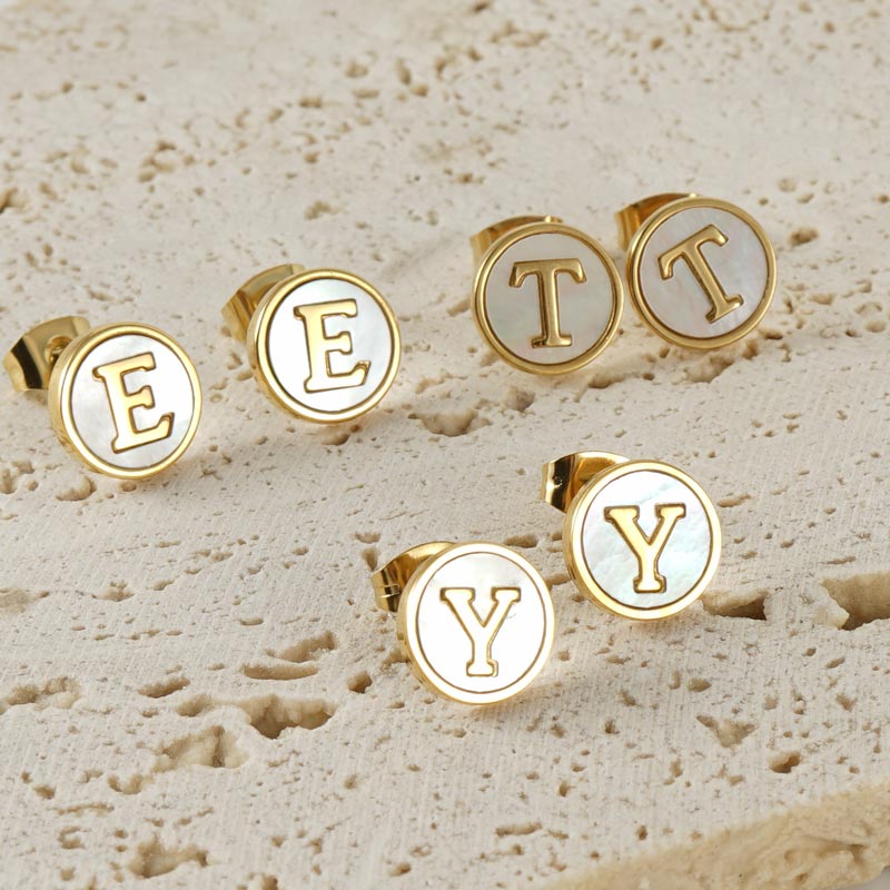 Round Initial Hoop Earring