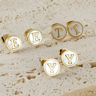 Round Initial Hoop Earring
