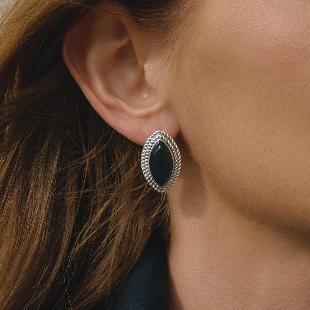 Black Enamel Earring | Stainless Steel Drop | Luxury Women's