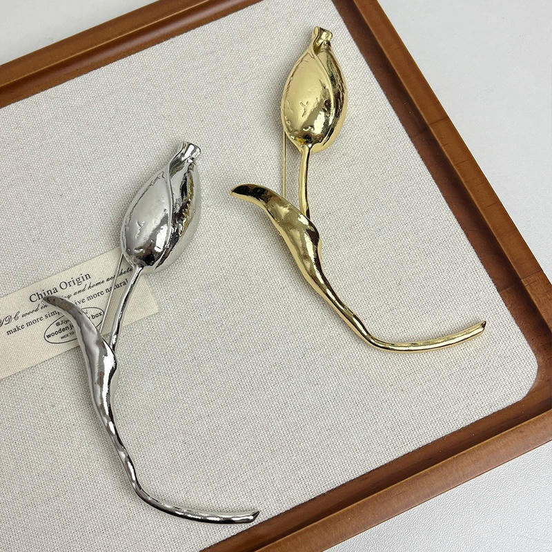 Tulip Bud Brooch | Modern Lapel Pin for Women's Blazers