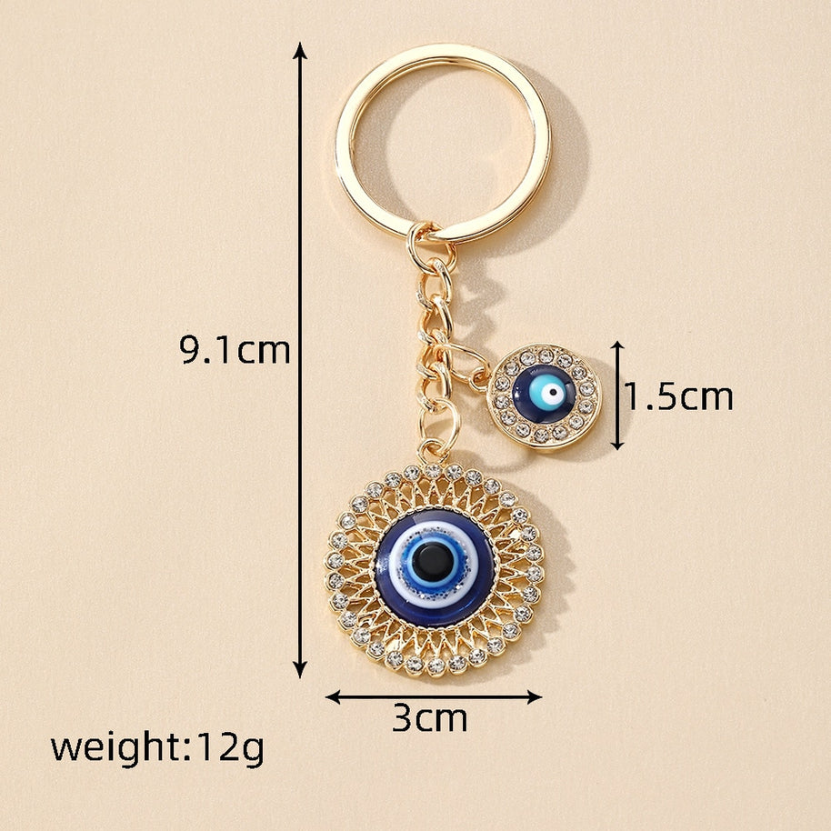 Evil Eye Keychain | Geometric Heart Charm | Vintage
