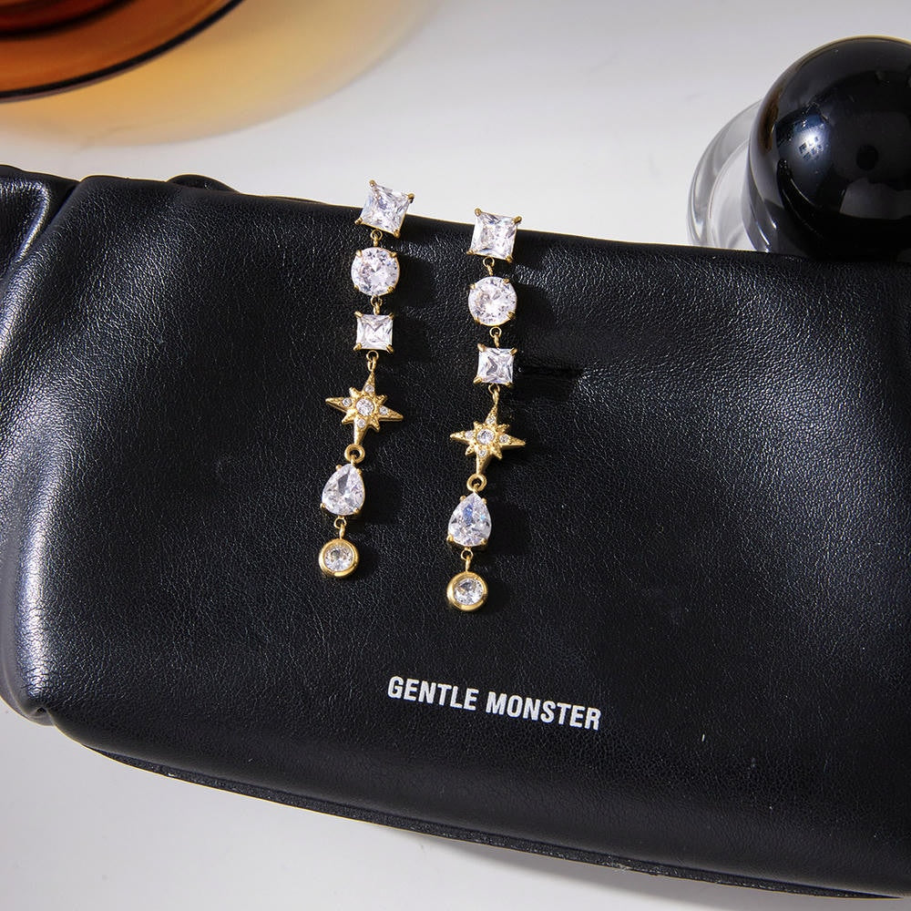 Stainless Zircon Earrings | Fringe Luxury | Hypoallergenic