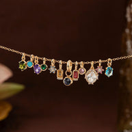 Stainless Steel Adjustable Charm 12 Birthstones Pendant
