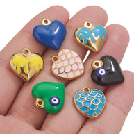 European Vintage Dragon Scale Heart Pendant Steel 18K Gold