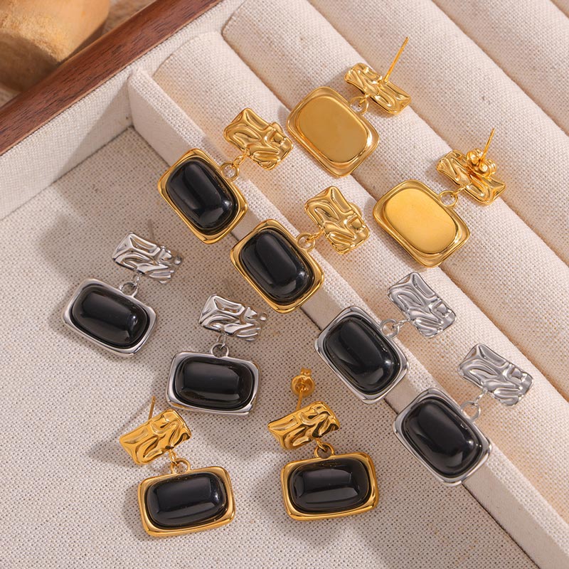 Square Glass Stud Earrings