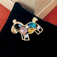 Horse Zodiac Brooch | Crystal Animal Pin | Western Fashion