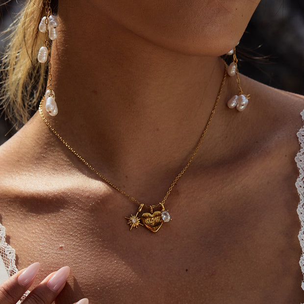 Puffs Heart Charm Necklace
