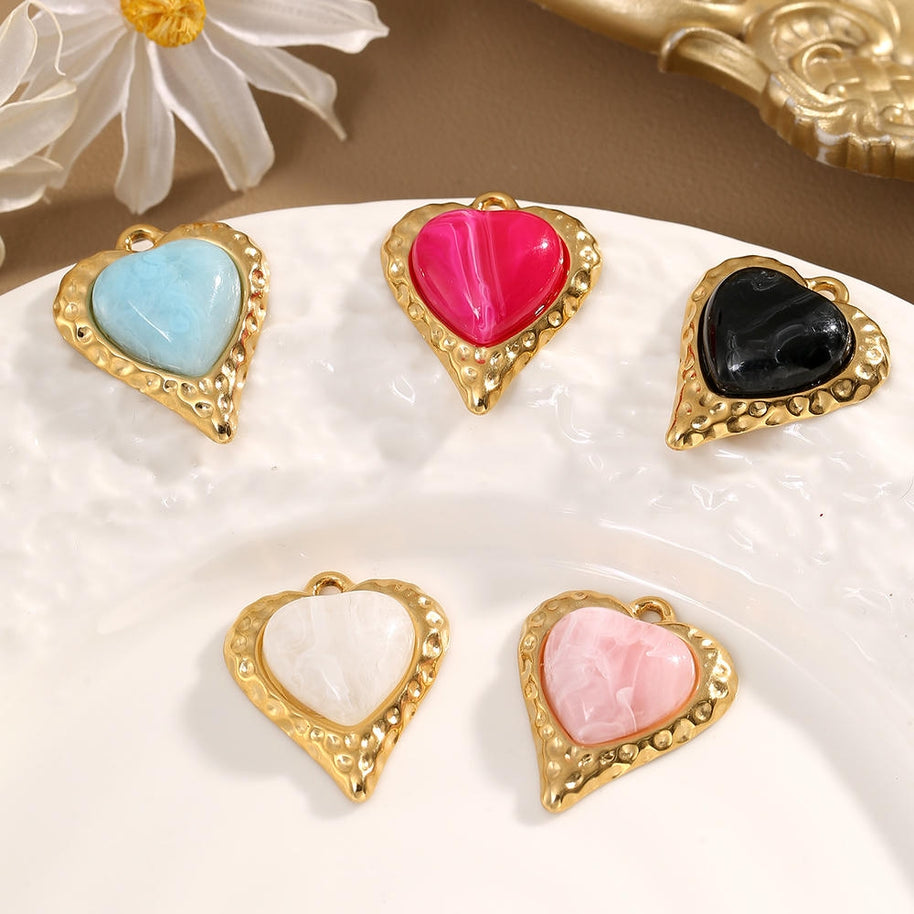 Luxury Style Heart Earrings Pendant Steel 18K Gold Plated