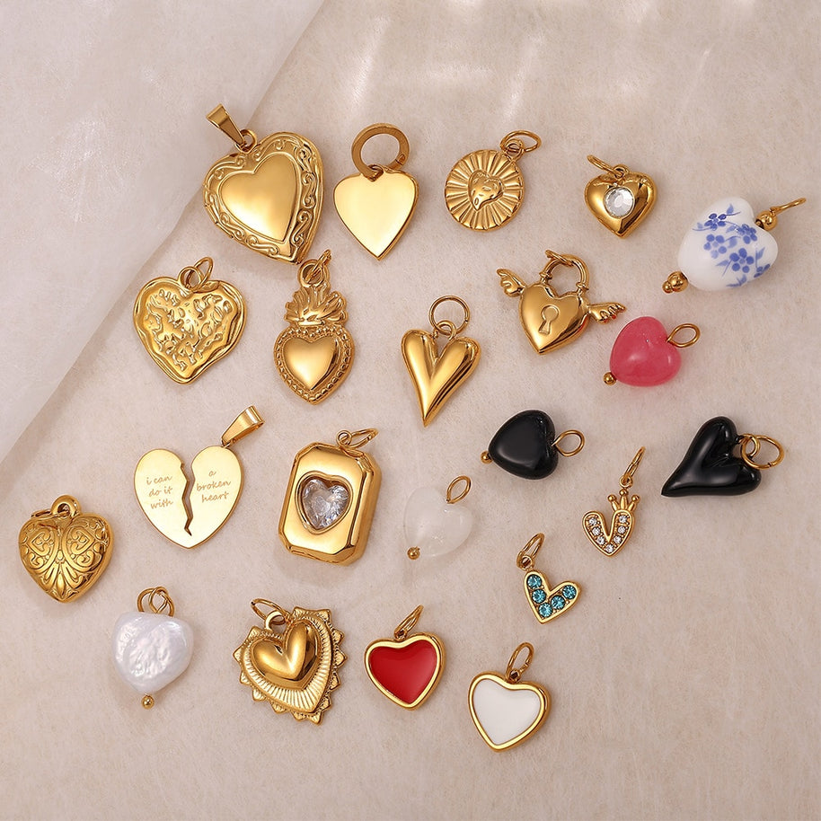 Stainless Steel Heart Pendant DIY Accessory Tarnish Resistant