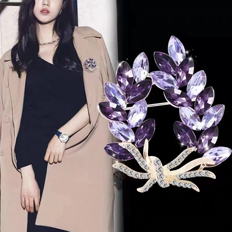 Purple Flower Brooch | Crystal Rhinestone Pin | Luxury