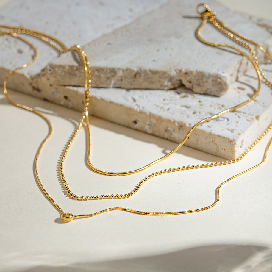 Gold Plated Multi Strand Chain Necklace