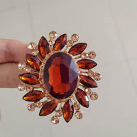 Vintage Brooch | Rhinestone Gemstone Pin | Fashion Suit