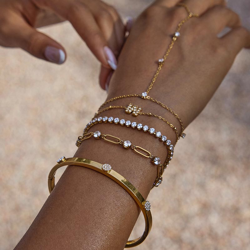 Gold Plated Stainless Steel Tennis Bracelet