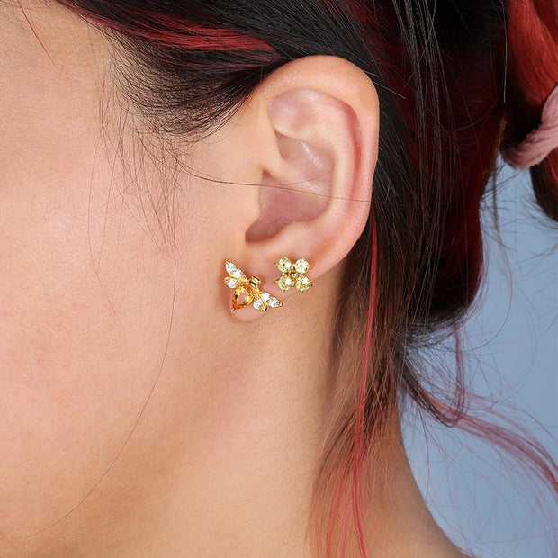 Citrine Bee Stud Earring