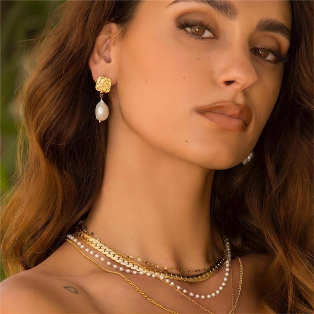 Textured Pearl Drop Earring