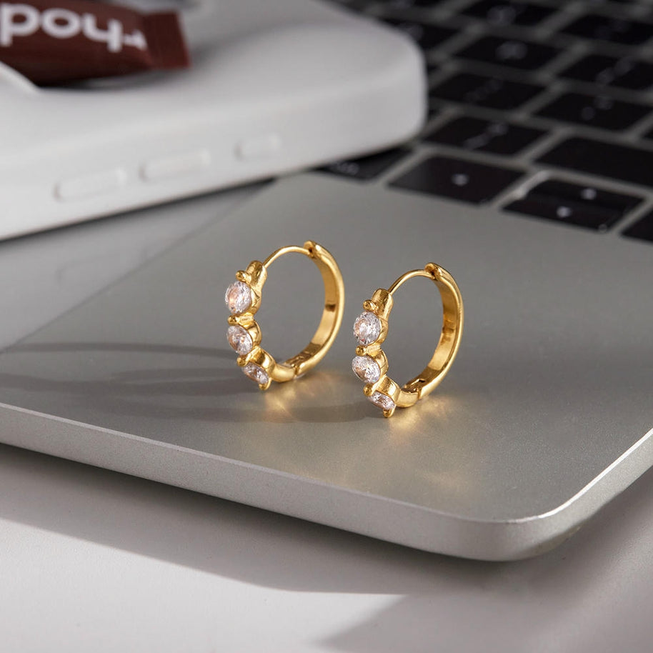 Zircon Hoop Earrings | Gold Plated Luxury | Stainless Steel