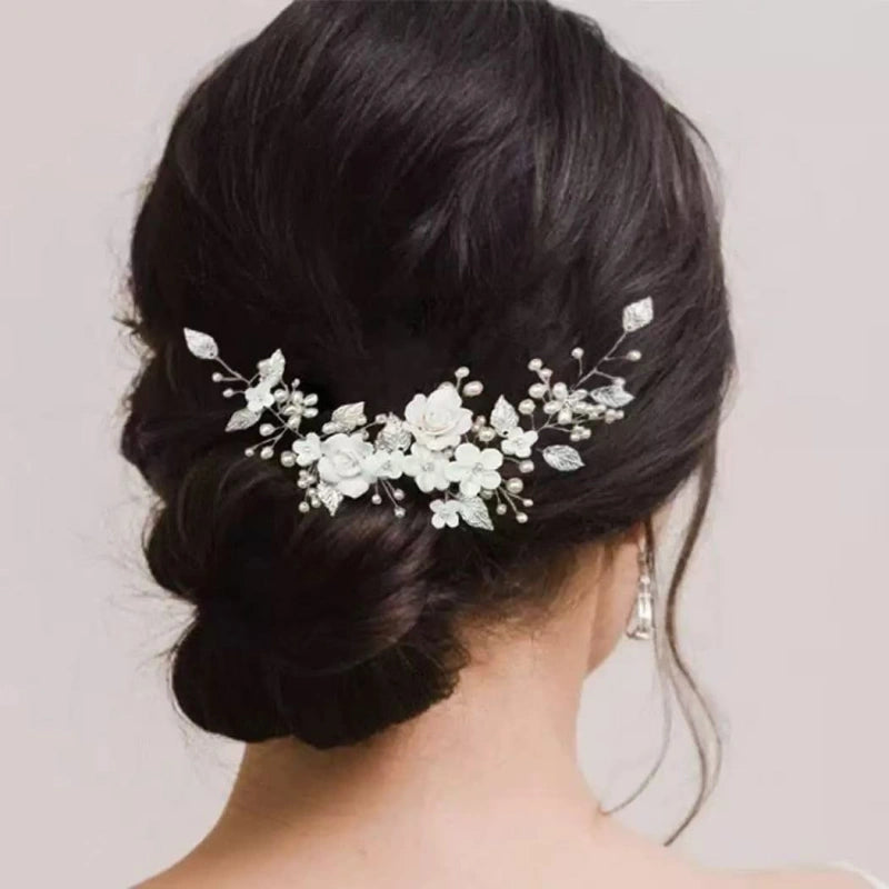 Clay Flower Bridal Headpiece | Wedding Hair Vine for Women