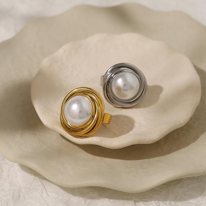Pearl Ribbed Open Ring JSR020047
