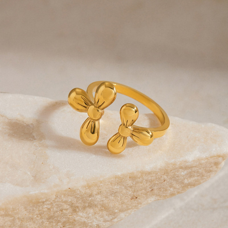 Double Flower Open Ring