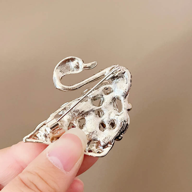 Gemstone Swan Brooch | Vintage Rhinestone Pin | Women's Gift