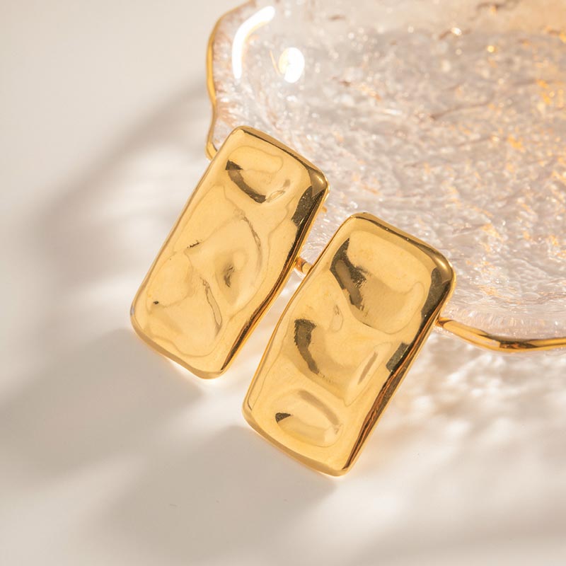 Textured Rectangle Stud Earring