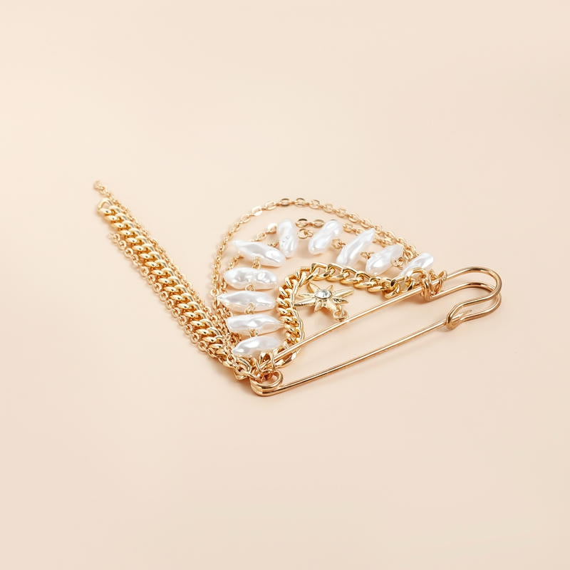 Chanel Style Brooch | 8-Point Star Tassel Pin for Dresses