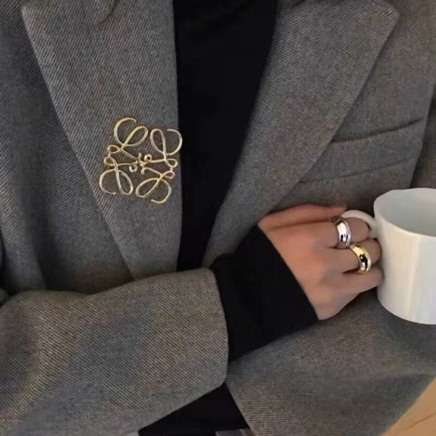 Geometric Square Brooch | Hollow-Out Pin for Coat & Blazer