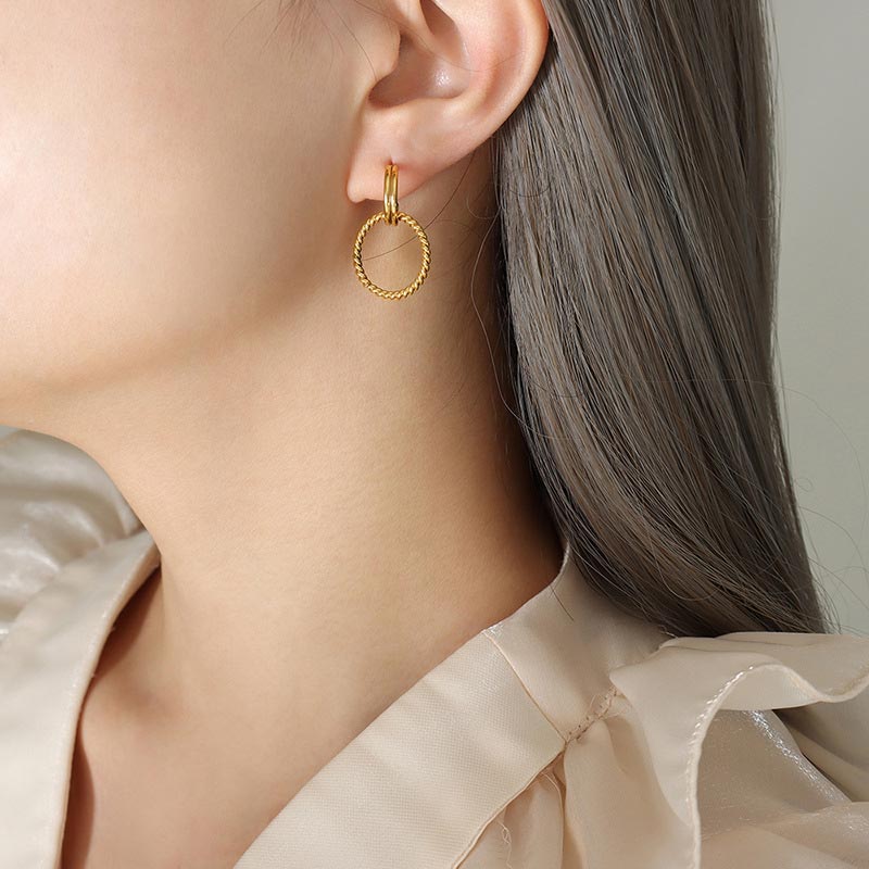 Double C Hoop Stud Earring