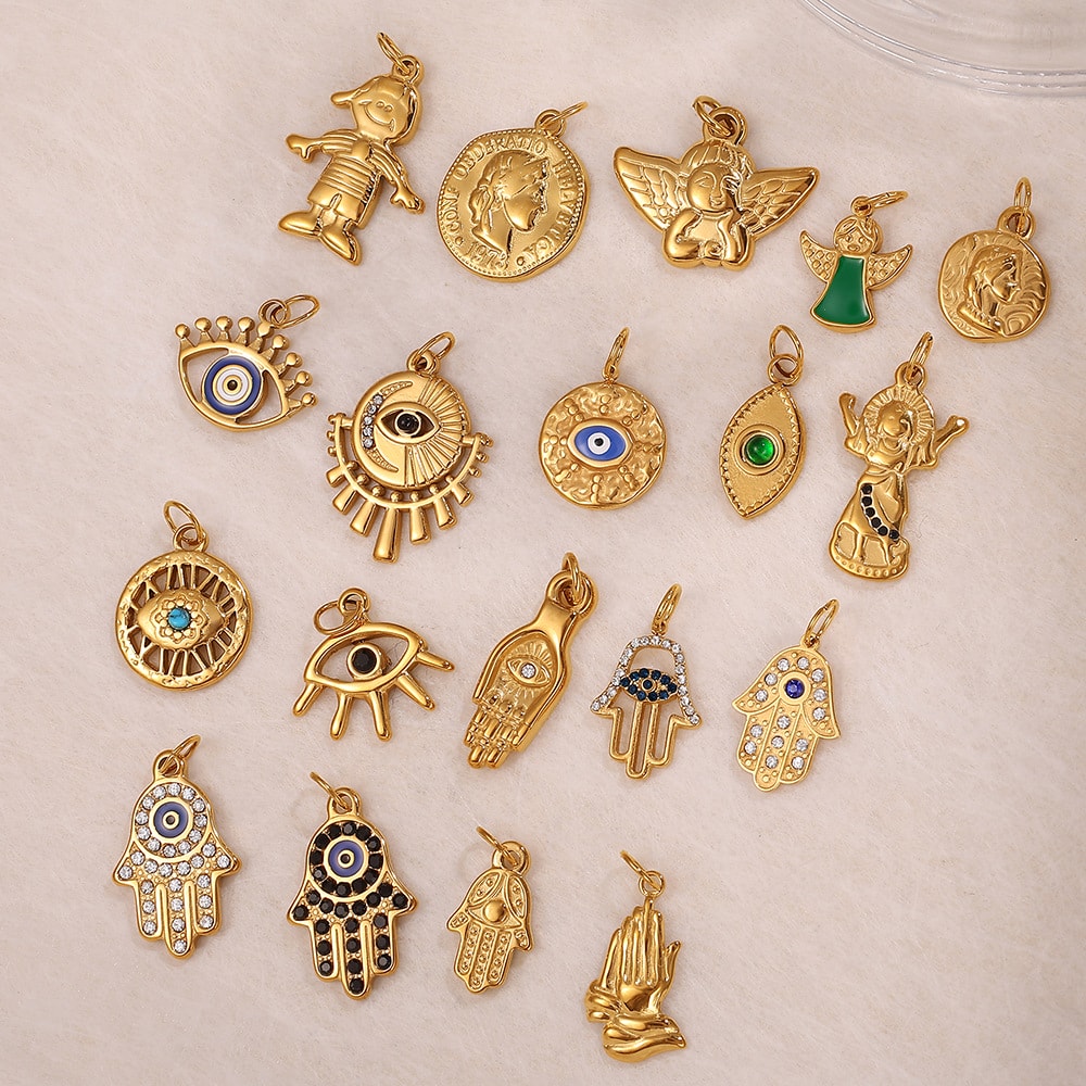 DIY Hand Eye Pendant Steel 18K Gold Plated Cross Border