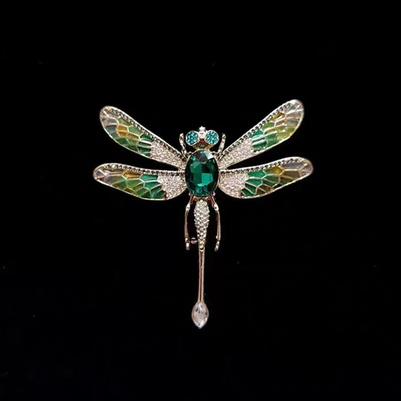 Dragonfly Insect Oil Drop Rhinestone Brooch Elegant Women's