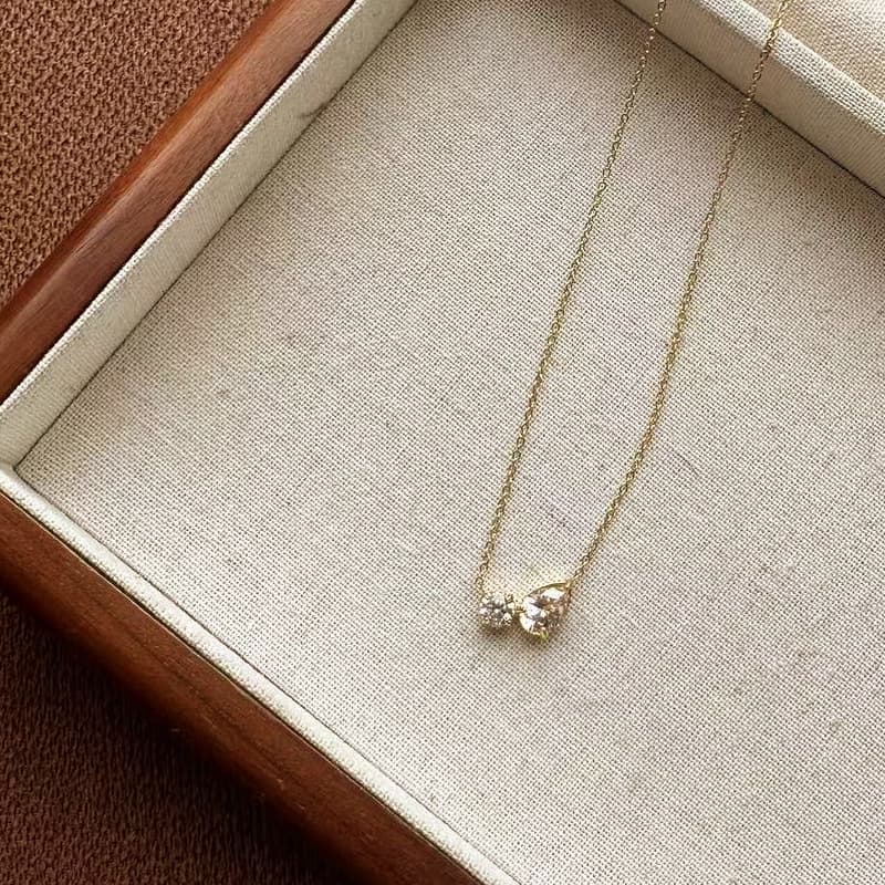 Double CZ Chain Necklace JO329