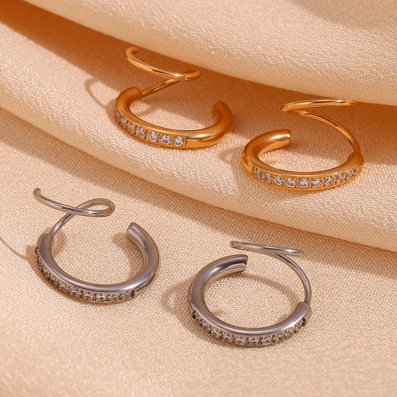 CZ Twisted Double Layer Earring