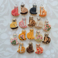 Cute Cat Ceramic Enamel Pendant Steel DIY Jewelry Wholesale