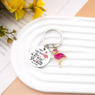 Flamingo Keychain | Enamel Round | Christmas Gift