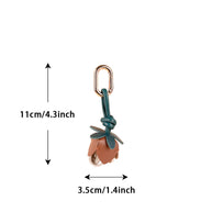 Luxury Rose Keychain | Leather Flower Bud Charm Elegant