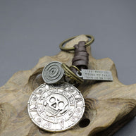 Skull Card Keychain | Braided Leather Vintage Accessory