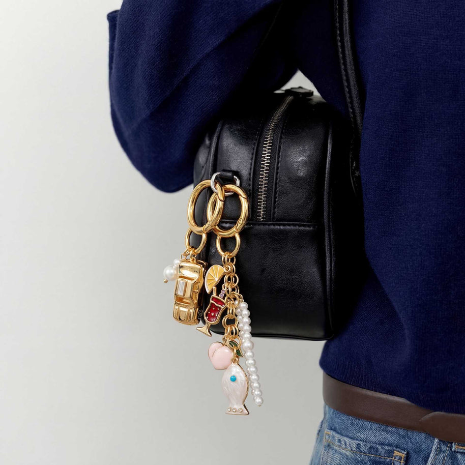 Copper 18K Gold Plated DIY Trendy Keychains Bag Charm