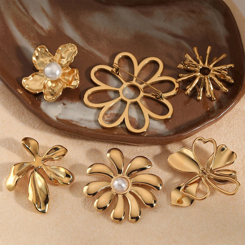 Statement Flower Brooch | Stainless Steel Bold Corsage