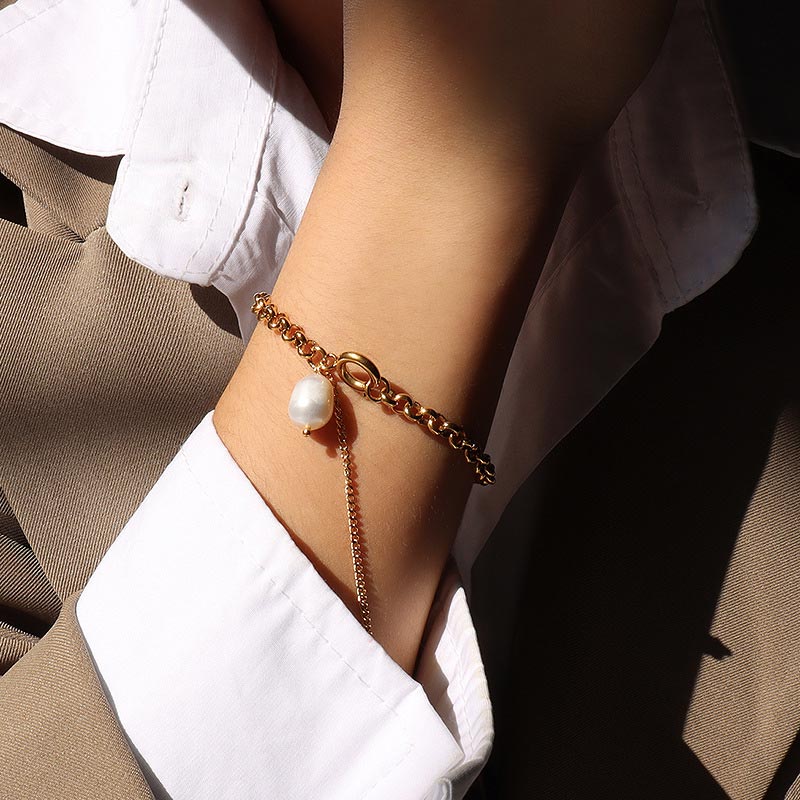 Pearl Rolo Chain Bracelet