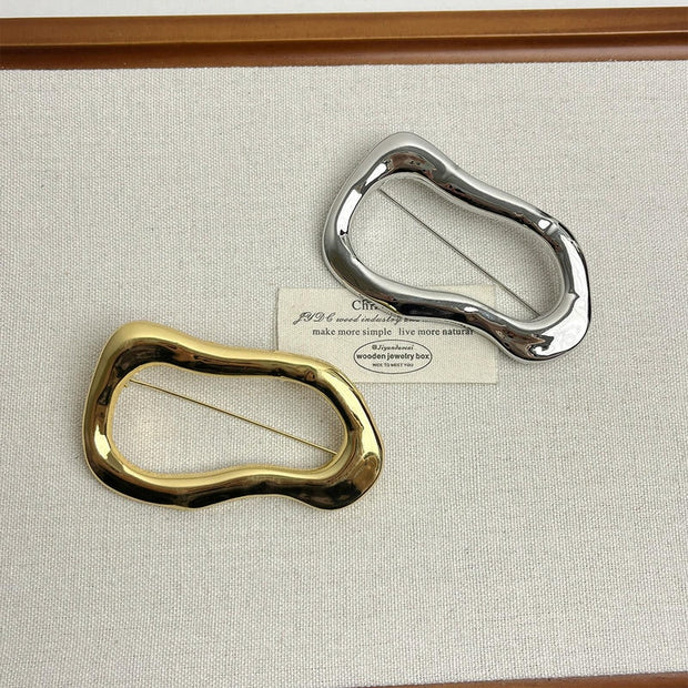 Asymmetric Ring Brooch | Geometric Cut-Out Statement Pin