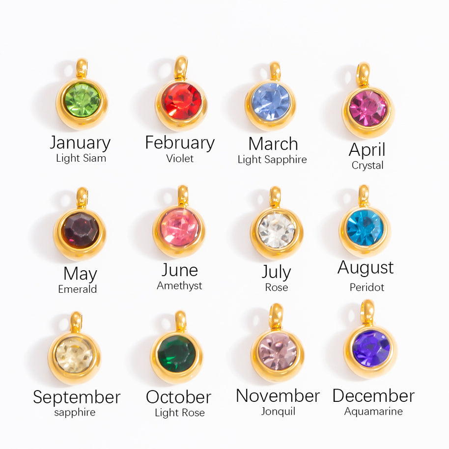 6mm Birthstone Single Pendant Steel Necklace Charm JXPJ91627A
