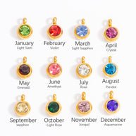 6mm Birthstone Single Pendant Steel Necklace Charm JXPJ91627A
