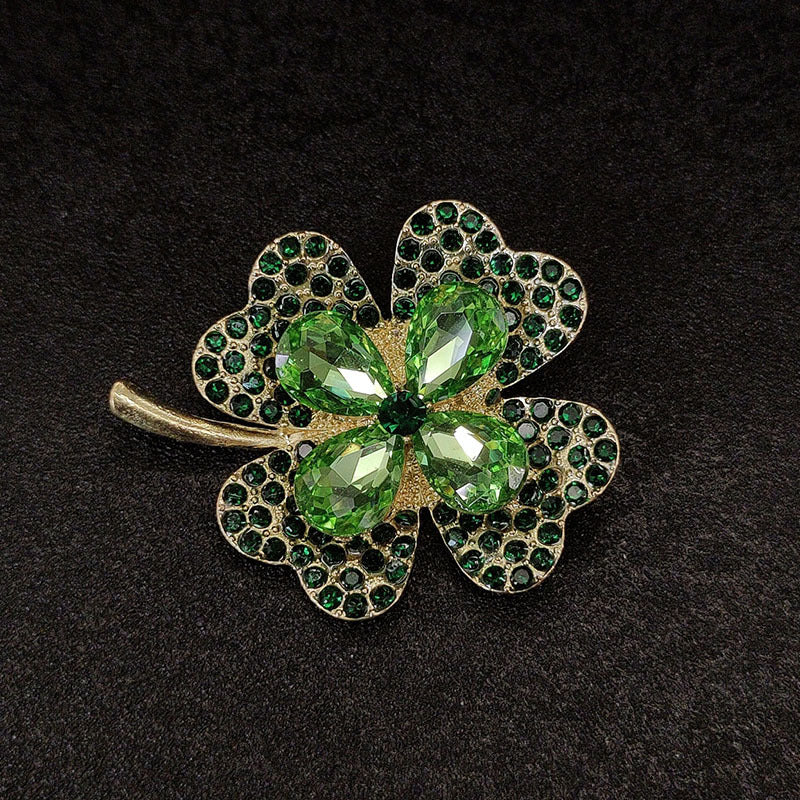 Green Clover Brooch | Four Leaf Lucky Pin | Women's Gift